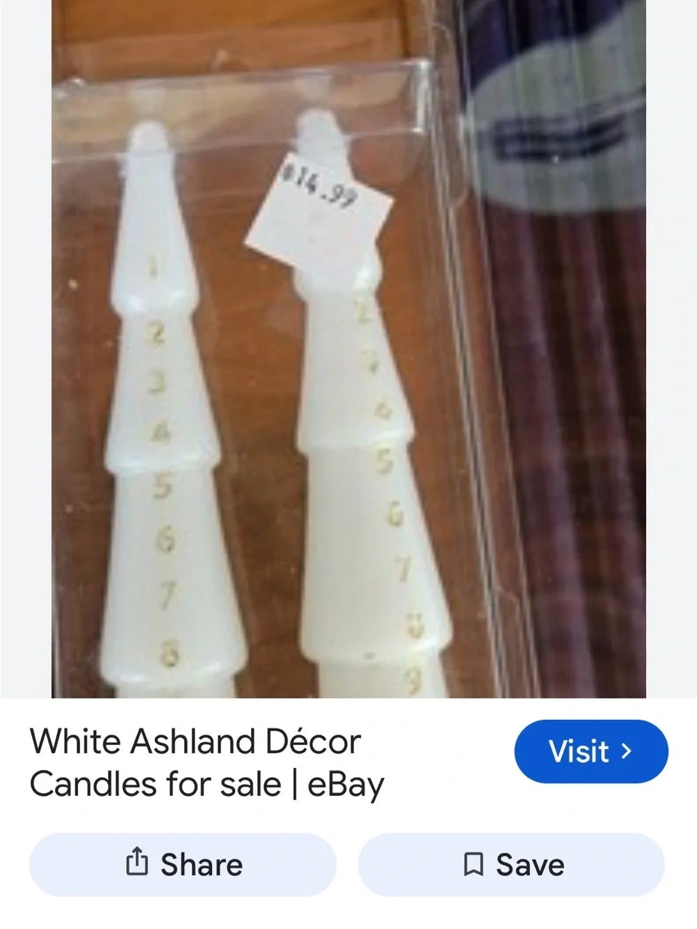 Ashland White Spiral Taper Candles with Gold Numbering Accents